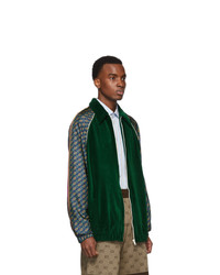 Pull à fermeture éclair imprimé vert foncé Gucci