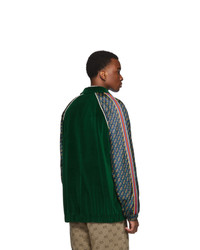 Pull à fermeture éclair imprimé vert foncé Gucci