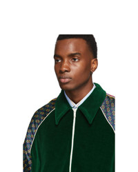 Pull à fermeture éclair imprimé vert foncé Gucci