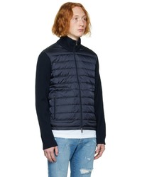 Pull à fermeture éclair matelassé bleu marine Moncler