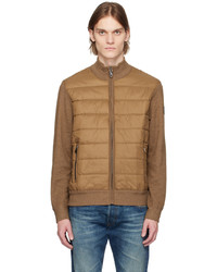 Pull à fermeture éclair matelassé marron clair