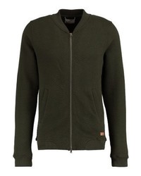 Pull à fermeture éclair olive Knowledge Cotton Apparel