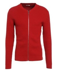 Pull à fermeture éclair rouge Knowledge Cotton Apparel