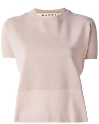Pull à manches courtes rose Marni