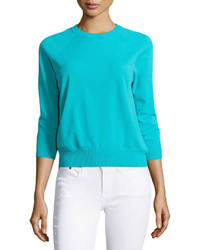 Pull à manches courtes turquoise