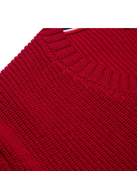 Pull à motif zigzag rouge Moncler Gamme Bleu