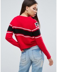 Pull à rayures horizontales rouge Asos