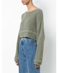 Pull court en tricot olive T by Alexander Wang
