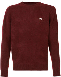 Pull en cachemire brodé bordeaux