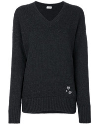 Pull en cachemire en tricot gris foncé Saint Laurent