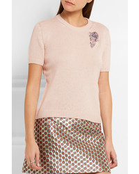 Pull en cachemire orné rose Miu Miu