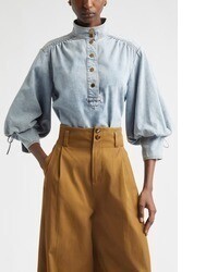 Pull en denim bleu clair