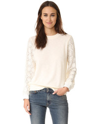 Pull en dentelle blanc Clu