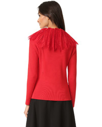 Pull en dentelle en tricot rouge Nina Ricci