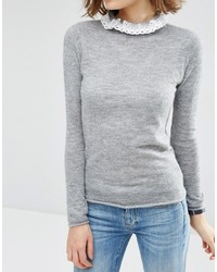 Pull en dentelle gris Asos