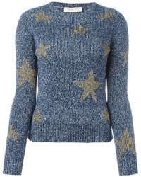 Pull en laine à étoiles bleu