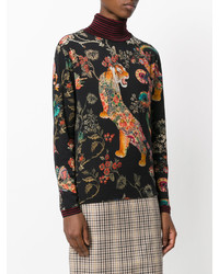 Pull en laine à fleurs noir Etro