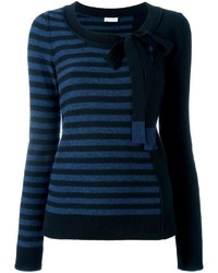 Pull en laine à rayures horizontales noir Sonia Rykiel