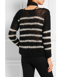 Pull en laine à rayures horizontales noir Saint Laurent