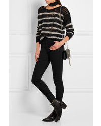 Pull en laine à rayures horizontales noir Saint Laurent