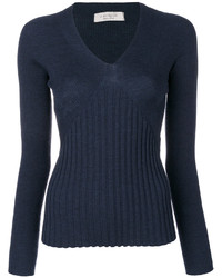 Pull en laine bleu marine D-Exterior