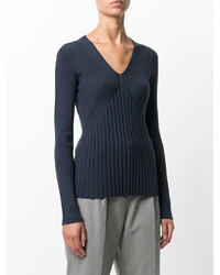 Pull en laine bleu marine D-Exterior