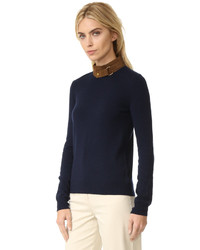 Pull en laine bleu marine Tory Burch