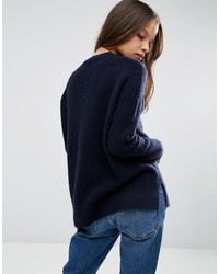 Pull en laine bleu marine Asos