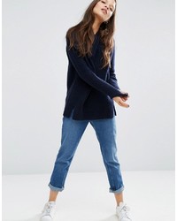 Pull en laine bleu marine Asos