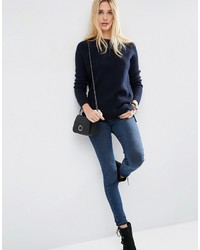 Pull en laine bleu marine Asos