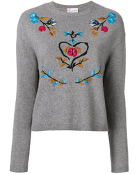 Pull en laine brodé gris RED Valentino