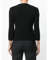 Pull en laine brodé noir Ermanno Scervino