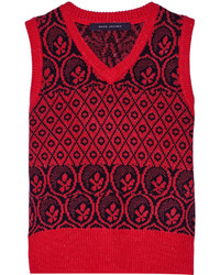 Pull en laine en jacquard rouge