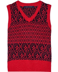 Pull en laine en jacquard rouge Marc Jacobs
