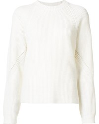 Pull en laine en tricot blanc MSGM