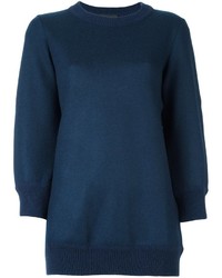 Pull en laine en tricot bleu marine Dsquared2