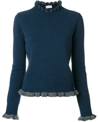 Pull en laine en tricot bleu marine RED Valentino
