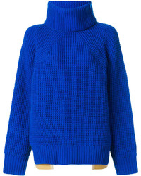 Pull en laine en tricot bleu Sacai