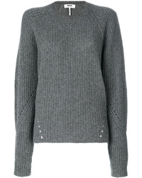 Pull en laine en tricot gris foncé MSGM