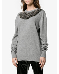 Pull en laine en tricot gris Christopher Kane