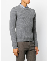 Pull en laine en tricot gris Zanone