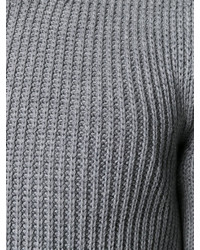 Pull en laine en tricot gris Zanone