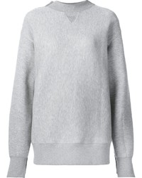 Pull en laine en tricot gris Sacai