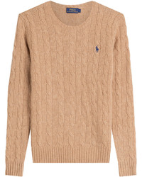 Pull en laine en tricot marron clair