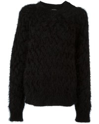 Pull en laine en tricot noir Balmain