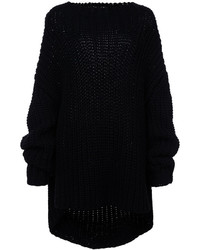 Pull en laine en tricot noir Oscar de la Renta