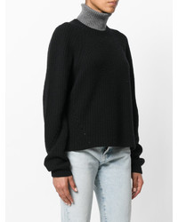 Pull en laine en tricot noir MSGM