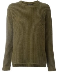 Pull en laine en tricot olive Odeeh