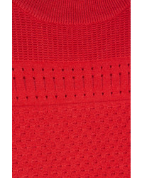 Pull en laine en tricot rouge Carven