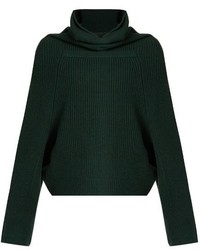 Pull en laine en tricot vert foncé